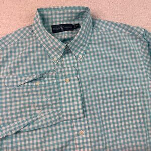 Polo Ralph Lauren L/S Oxford Button Front Shirt Men's XL Blue Gingham Check